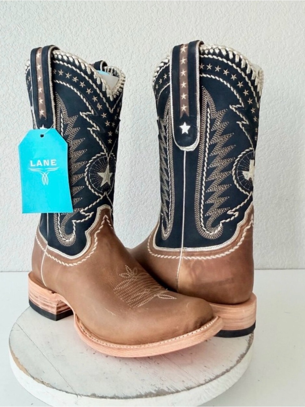 Lane Rustic Brown & Black Western Leather Boots for Men